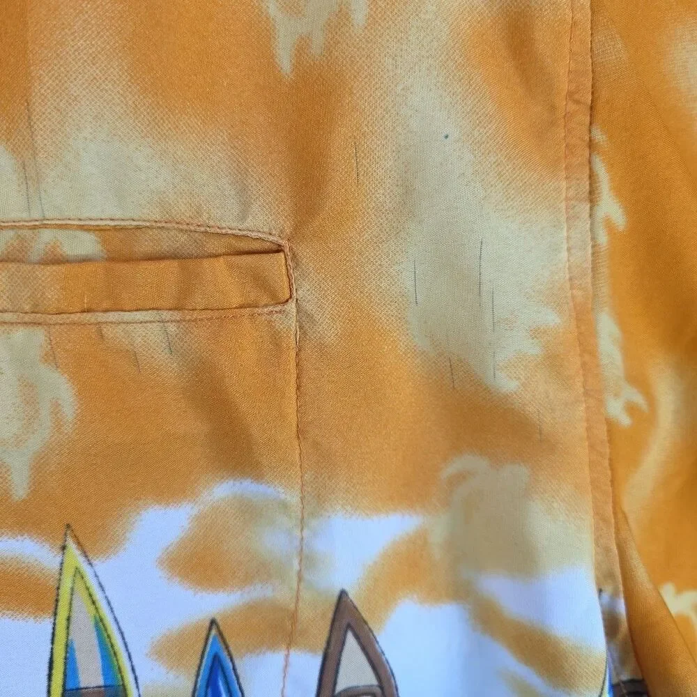 Pacific & Co Hawaiian Shirt Button Front Mens XXL Surf Boards Tropical Polyester